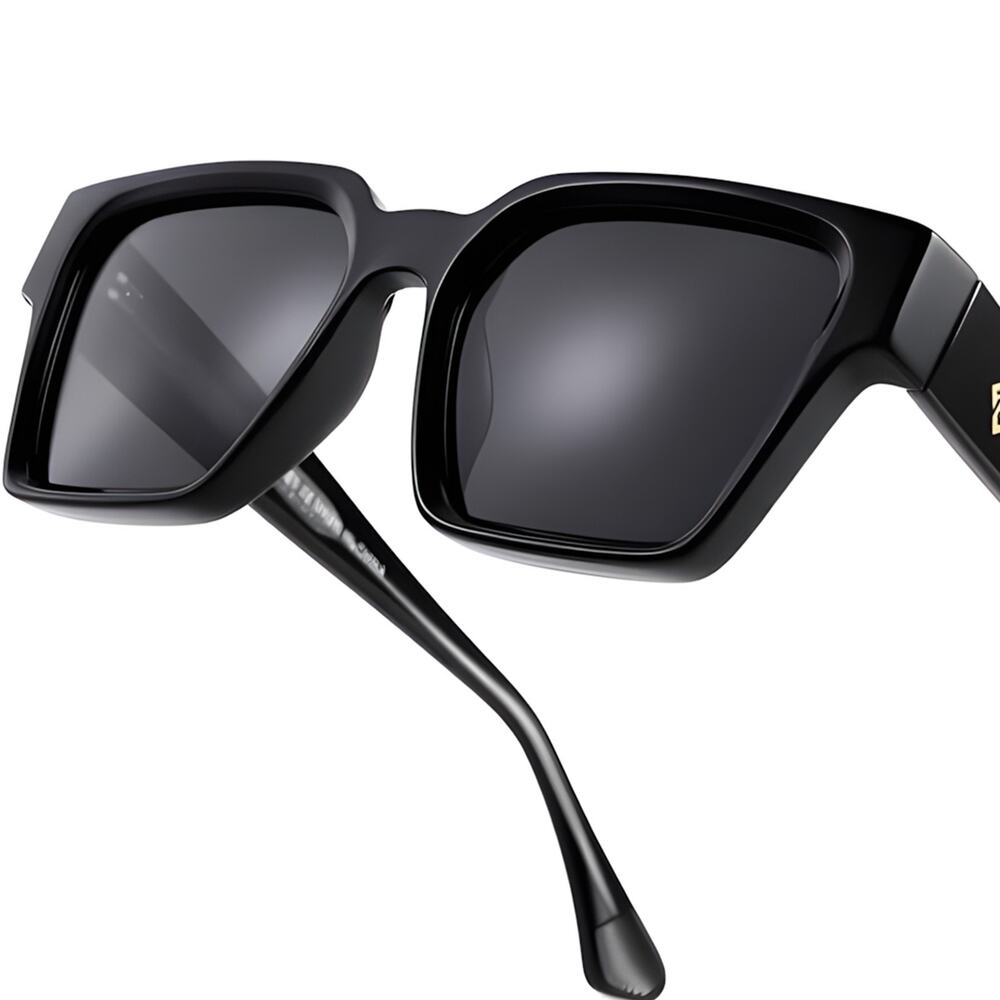 Black & Gray Square Sunglasses Luxury Y2K Bold For Unisex Stylish Trendy Retro